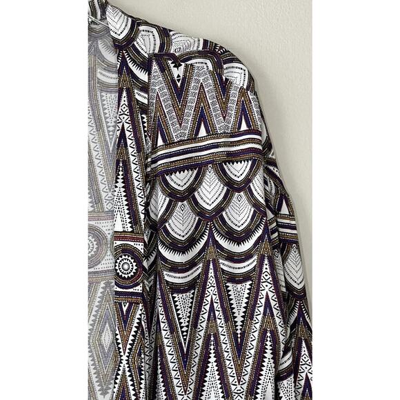 H&M Small Tribal Print Open Wrap Pool Beach Travel Cover Up Artsy Top - Picture 4 of 5